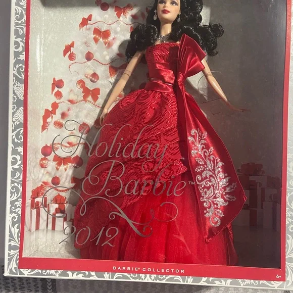 2012 Holiday Barbie Collector Doll Brown Black Brunette Hair Red Dress W3538 NEW